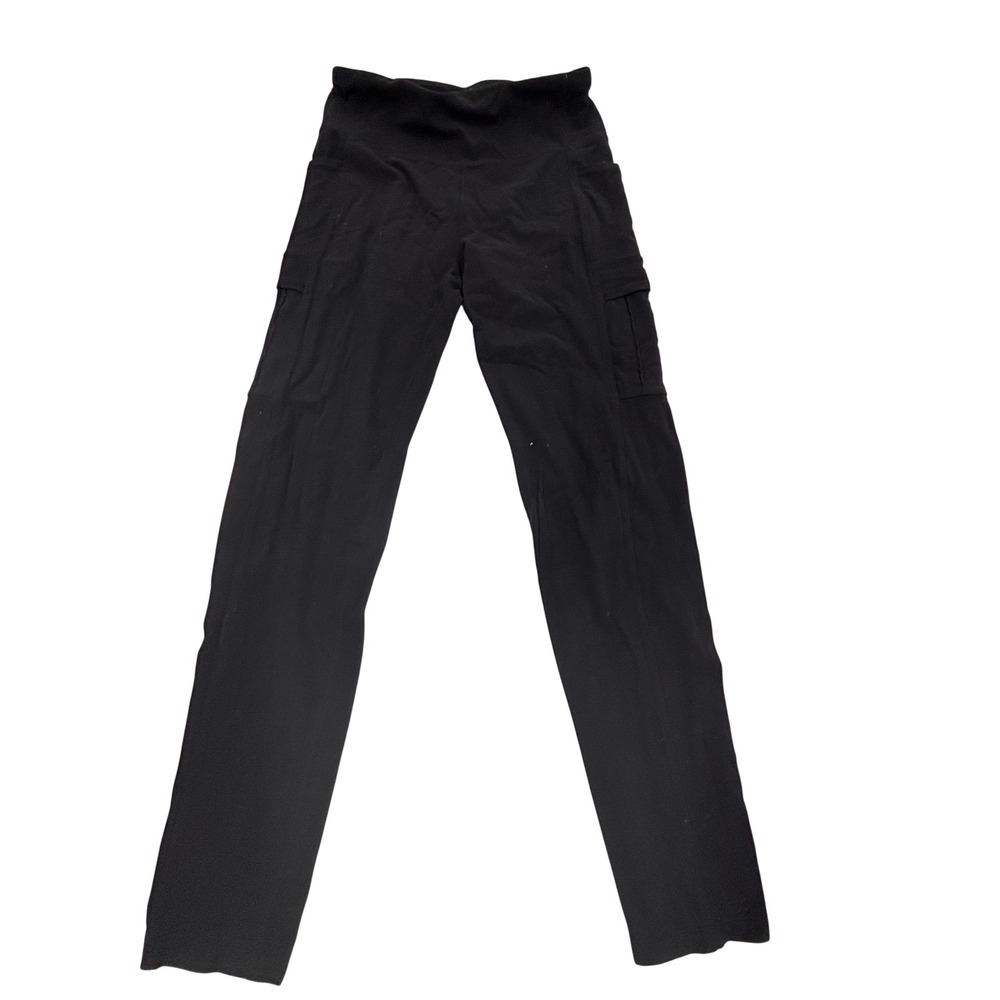 Athleta Girl Black High Rise Cargo Tight Leggings Kids XL 14 Pockets Drawstring